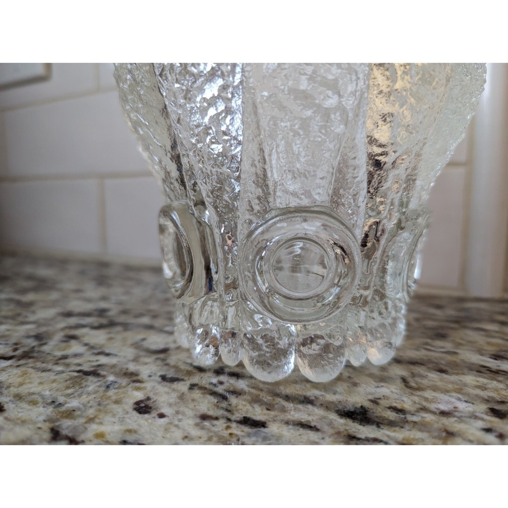 Vintage Vase Container Unique Clear Textured Glass Coral Floral Design Heavy - Picture 7 of 8